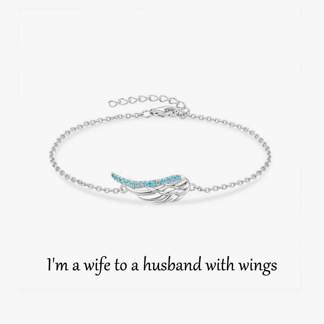 I'm a wife to a husband with wings Blue Bracelet