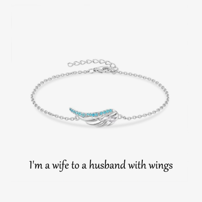 I'm a wife to a husband with wings Blue Bracelet