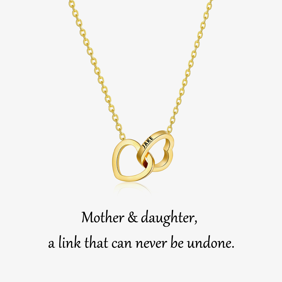 Custom Mother & Daughter Name Double Heart Necklace
