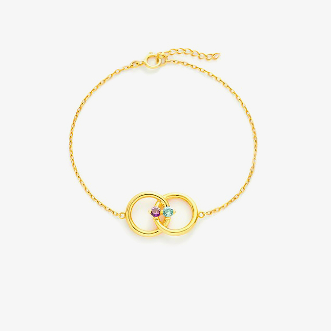 For Friend - Custom Two Birthstones Interlocking Bracelet
