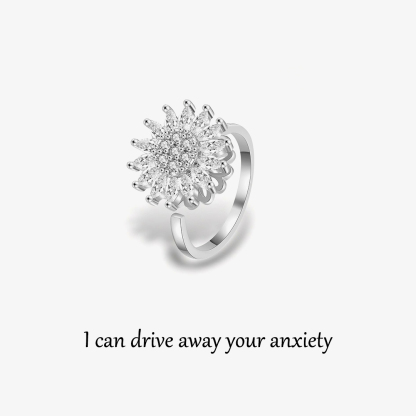 A Adjustable Sunflower Spinner Fidget Ring