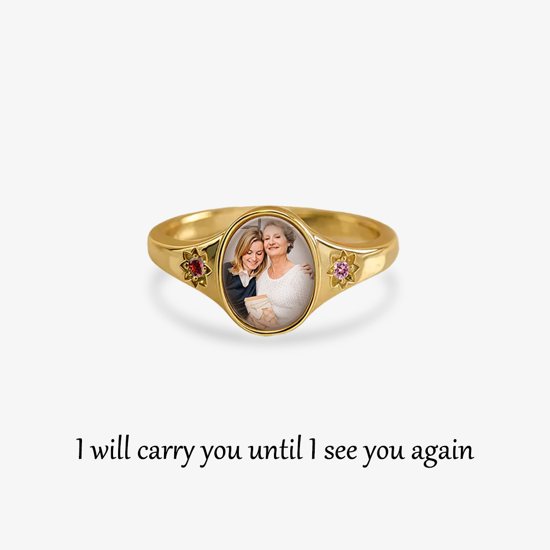 I will Carry You Until I See You Again Custom Photo and Birthstone Ring