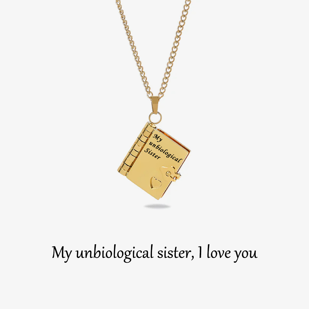 For Friends - Sisters At Heart Book Necklace