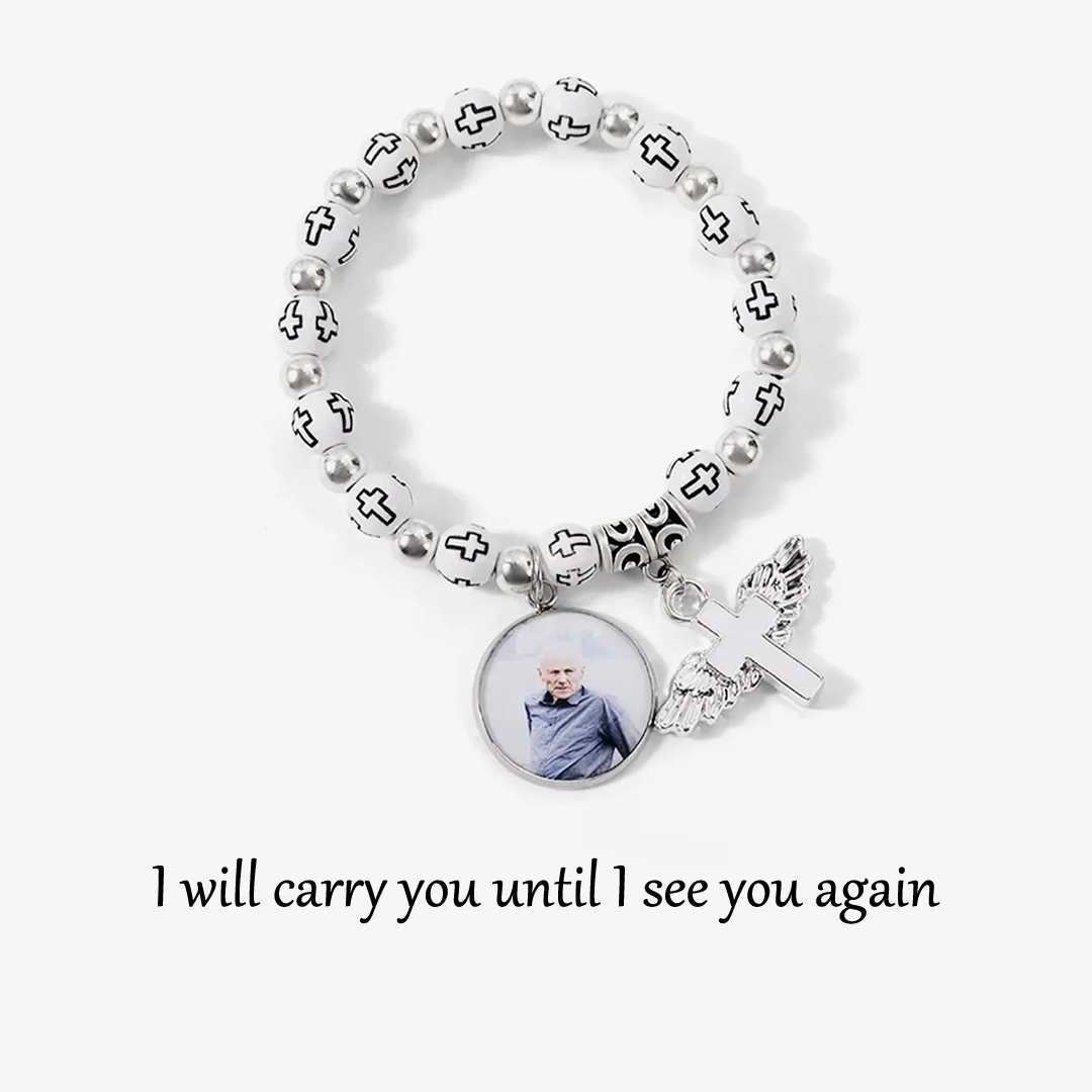 For memories-Cross Customized Photo Elastic Cord Memorial Bracelet