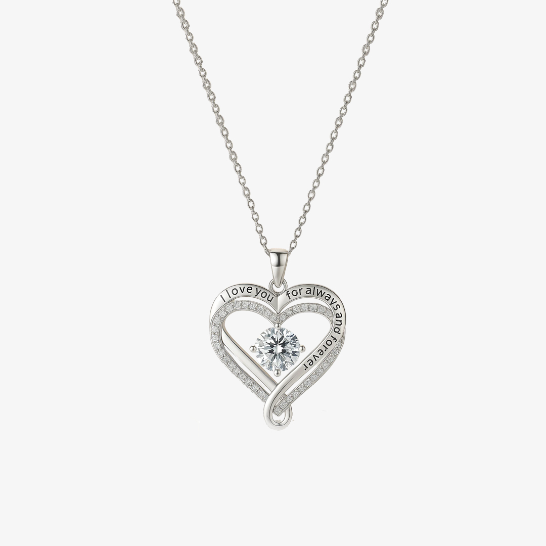 I Love You Forever And Always Engraved Heart Necklace