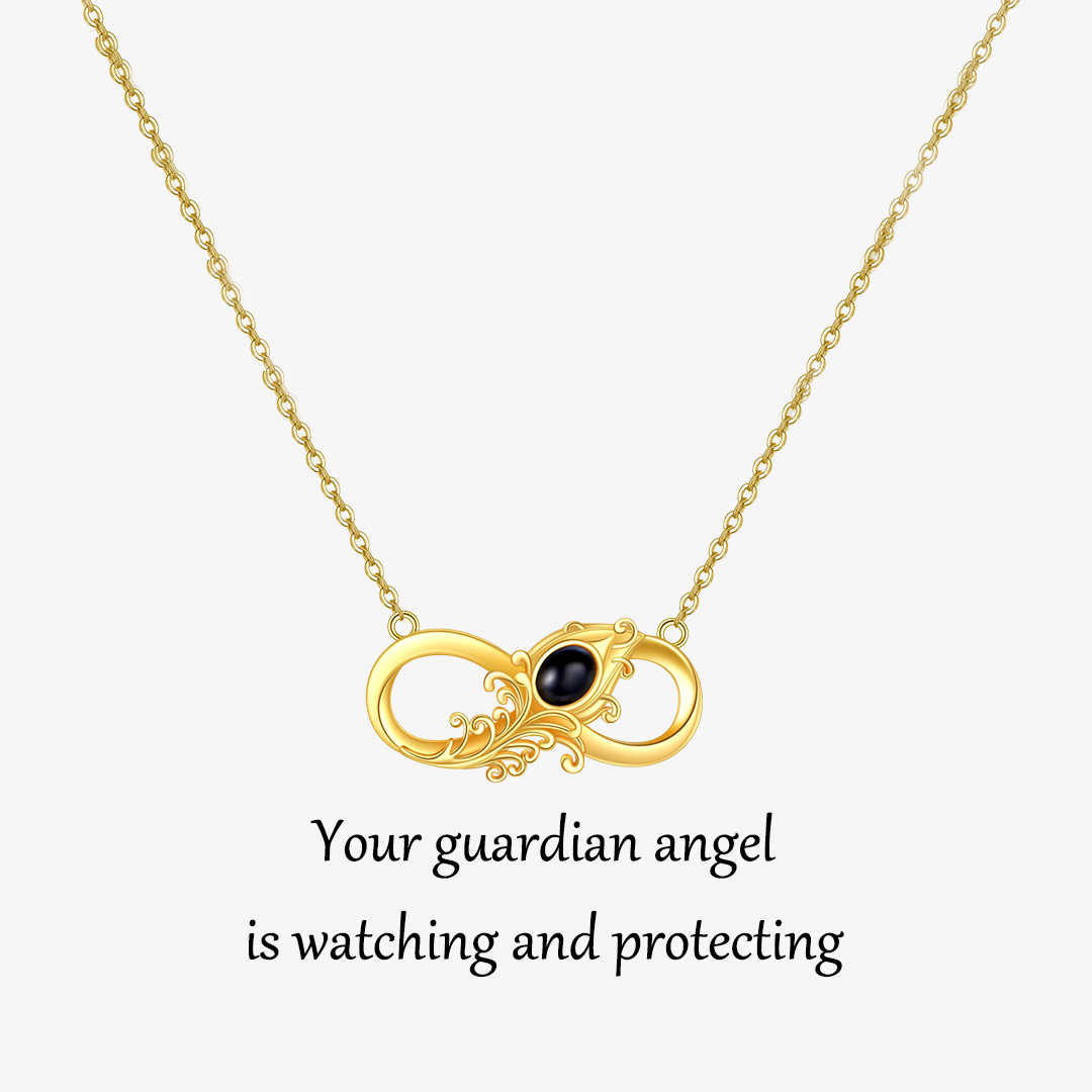 Guardian Angel Infinity Feather Necklace