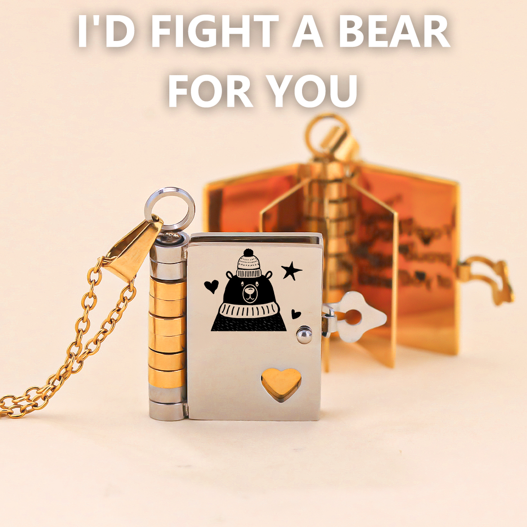 For Friends - I would fight a bear for you Book Necklace