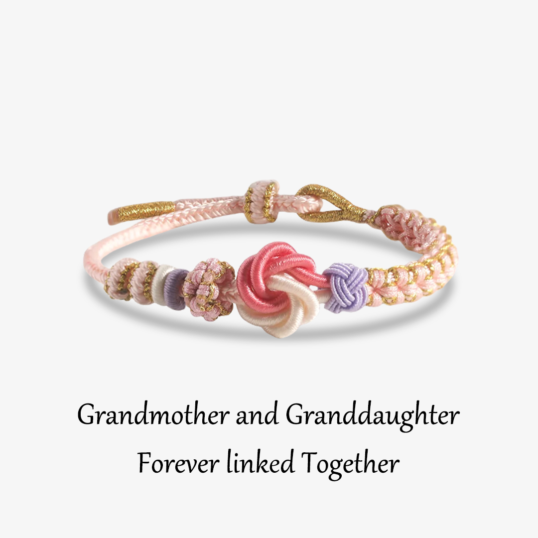 Grandmother and Granddaughter Forever linked Together Peach Blossom Knot Bracelet