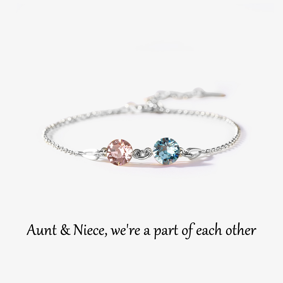 Aunt and niece are part of each other's hearts Custom Birthstones Bracelet