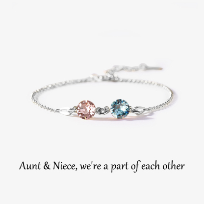 Aunt and niece are part of each other's hearts Custom Birthstones Bracelet