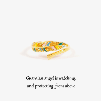 Memorial Open Feather Ename Ring