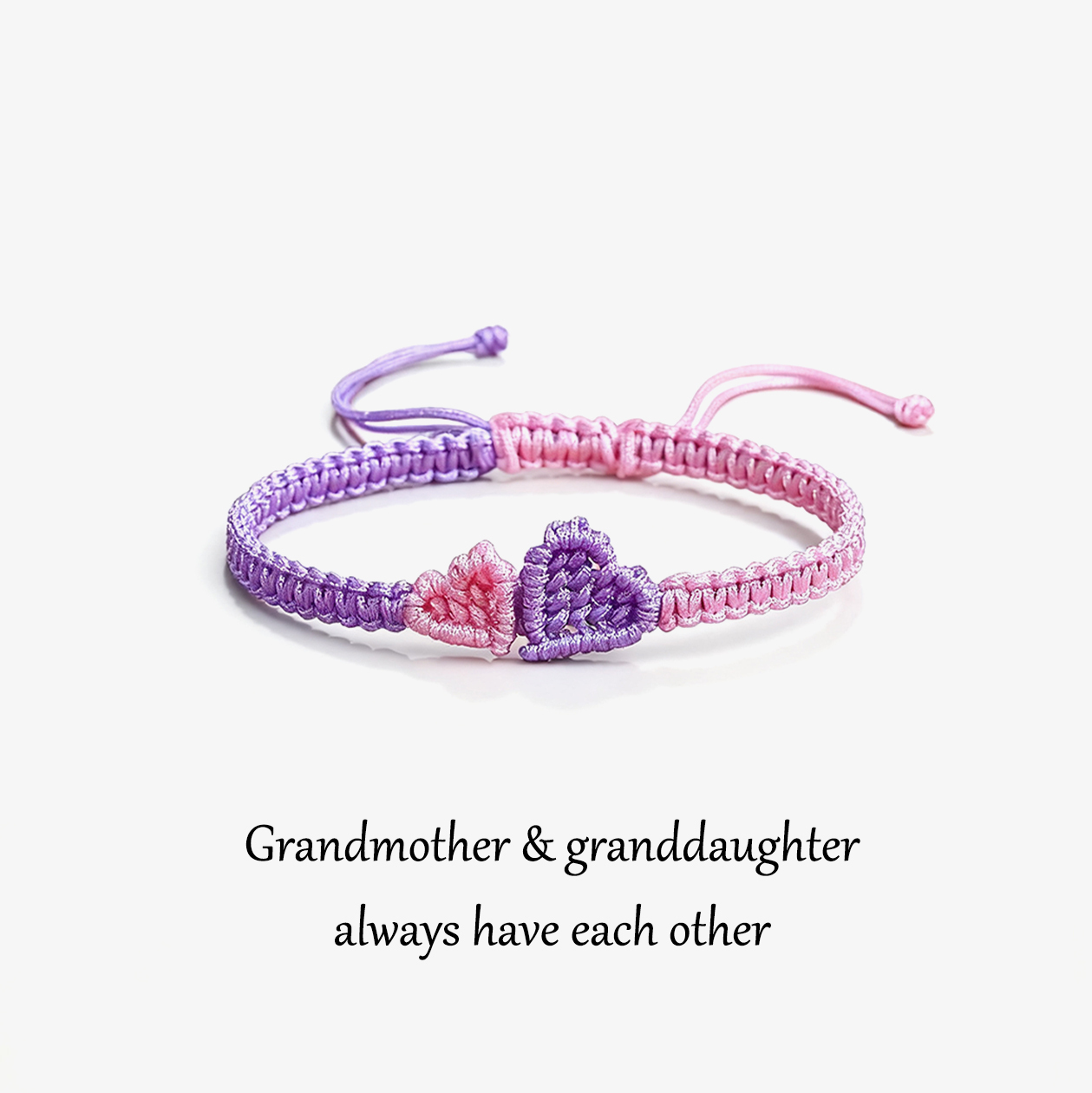 Grandma and Granddaughter-Heart braided bracelet