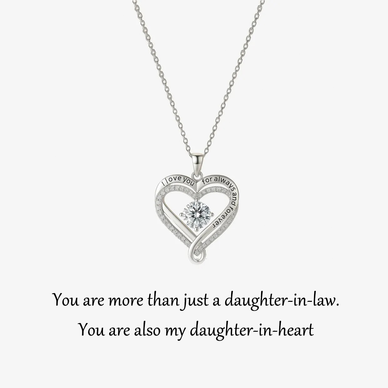 For Daughter - You are also my daughter-in-heart Engraved Heart Necklace