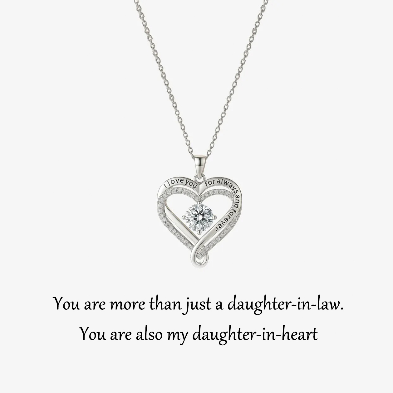 For Daughter - You are also my daughter-in-heart Engraved Heart Neckla