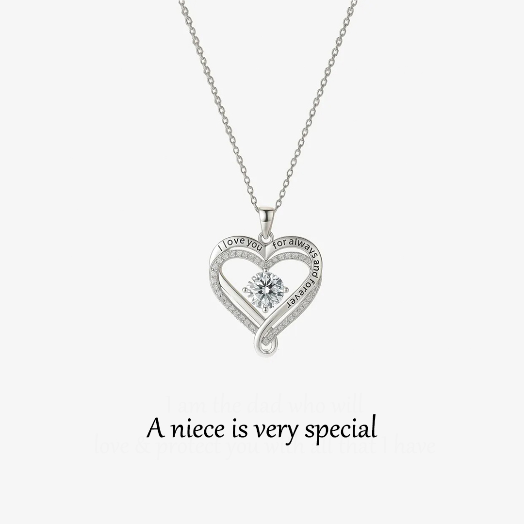 For Niece - I will love you always Engraved Heart Necklace