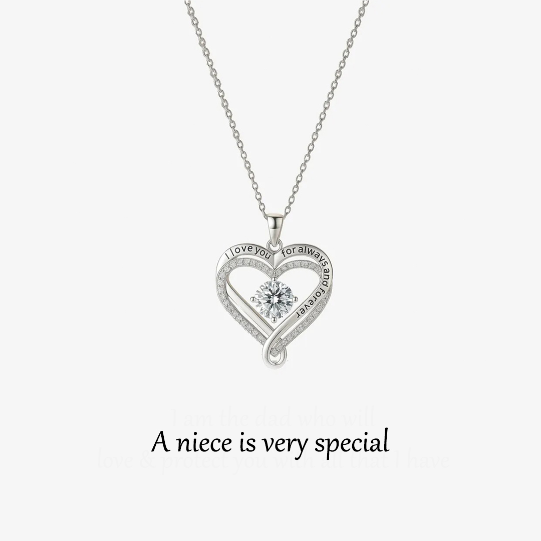For Niece - I will love you always Engraved Heart Necklace