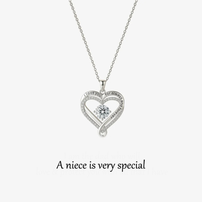 For Niece - I will love you always Engraved Heart Necklace