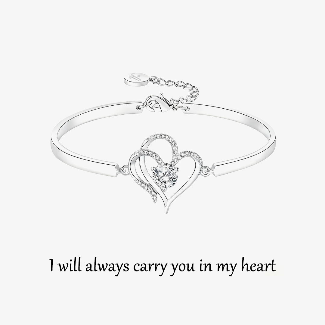 For Granddaughter - I Will Always Carry You In My Heart Proud of You Double Heart Bracelet