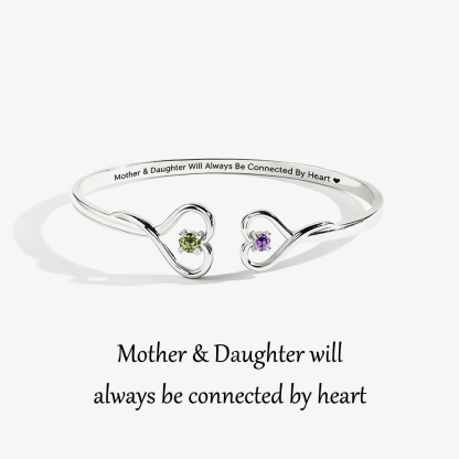 Mother & Daughter Love Eternal Custom Birthstone Double Heart Bracelet
