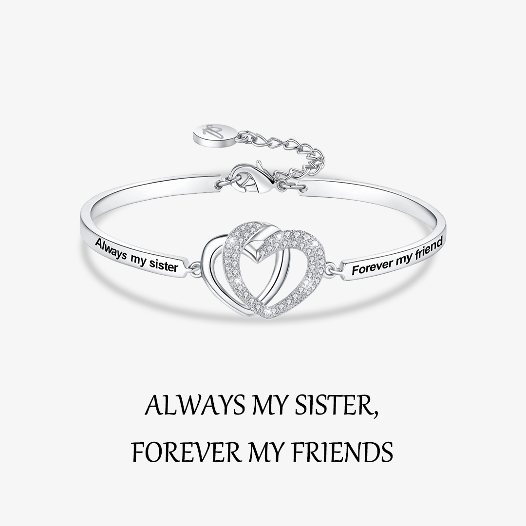 Always My Sister Forever My Friends Double Heart Bracelet