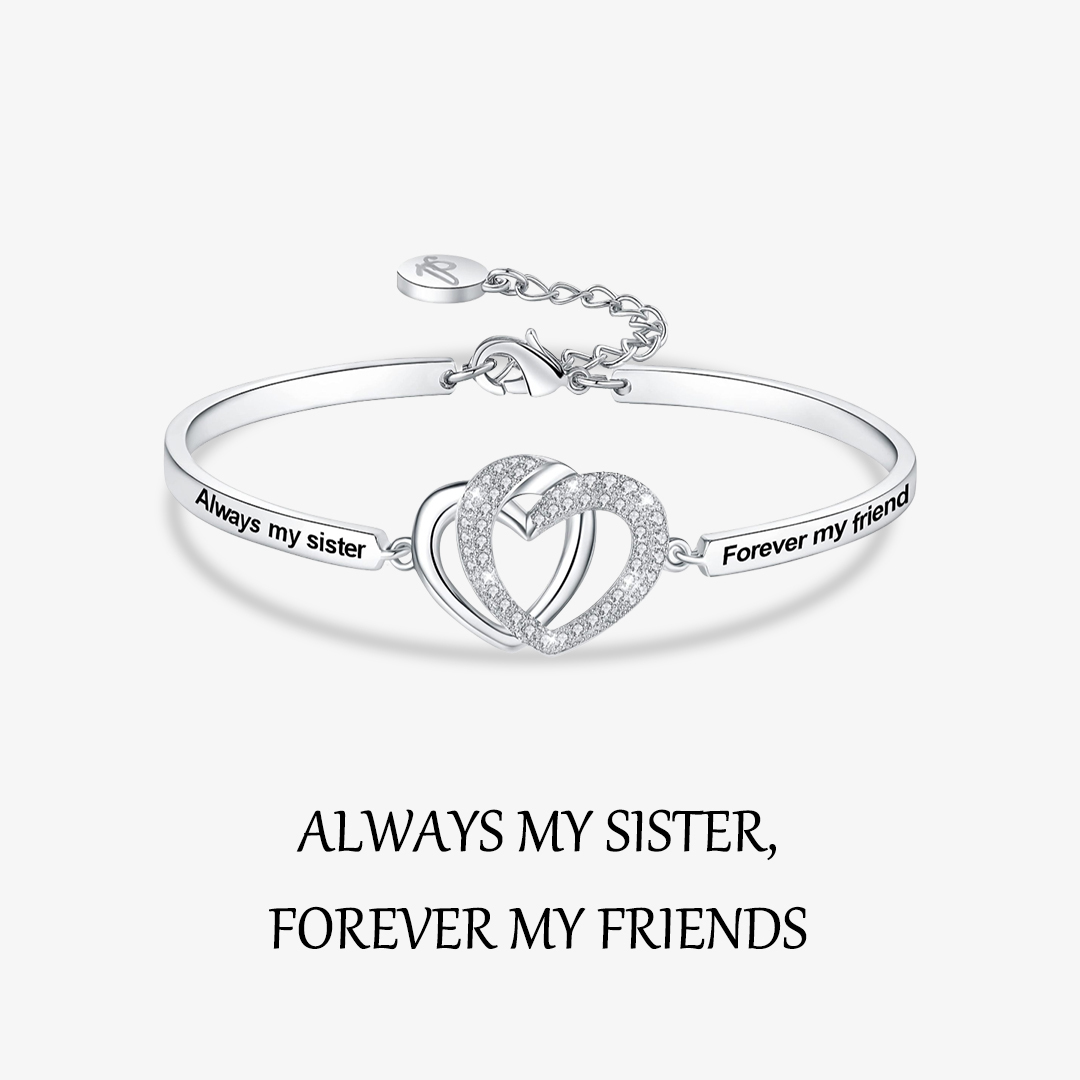 Always My Sister Forever My Friends Double Heart Bracelet
