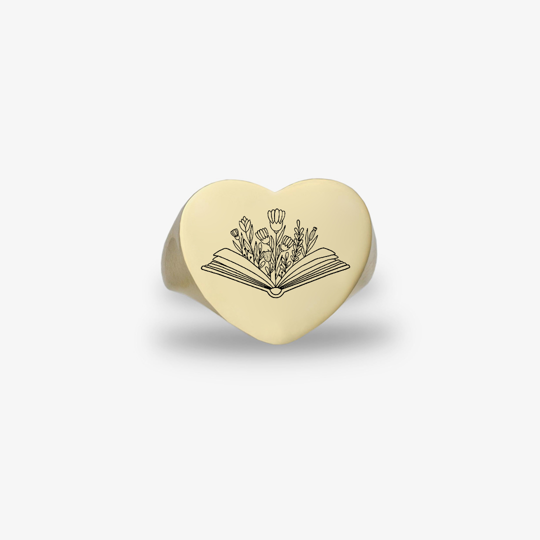 New Beginnings Inspirational Book & Flowers Heart Ring