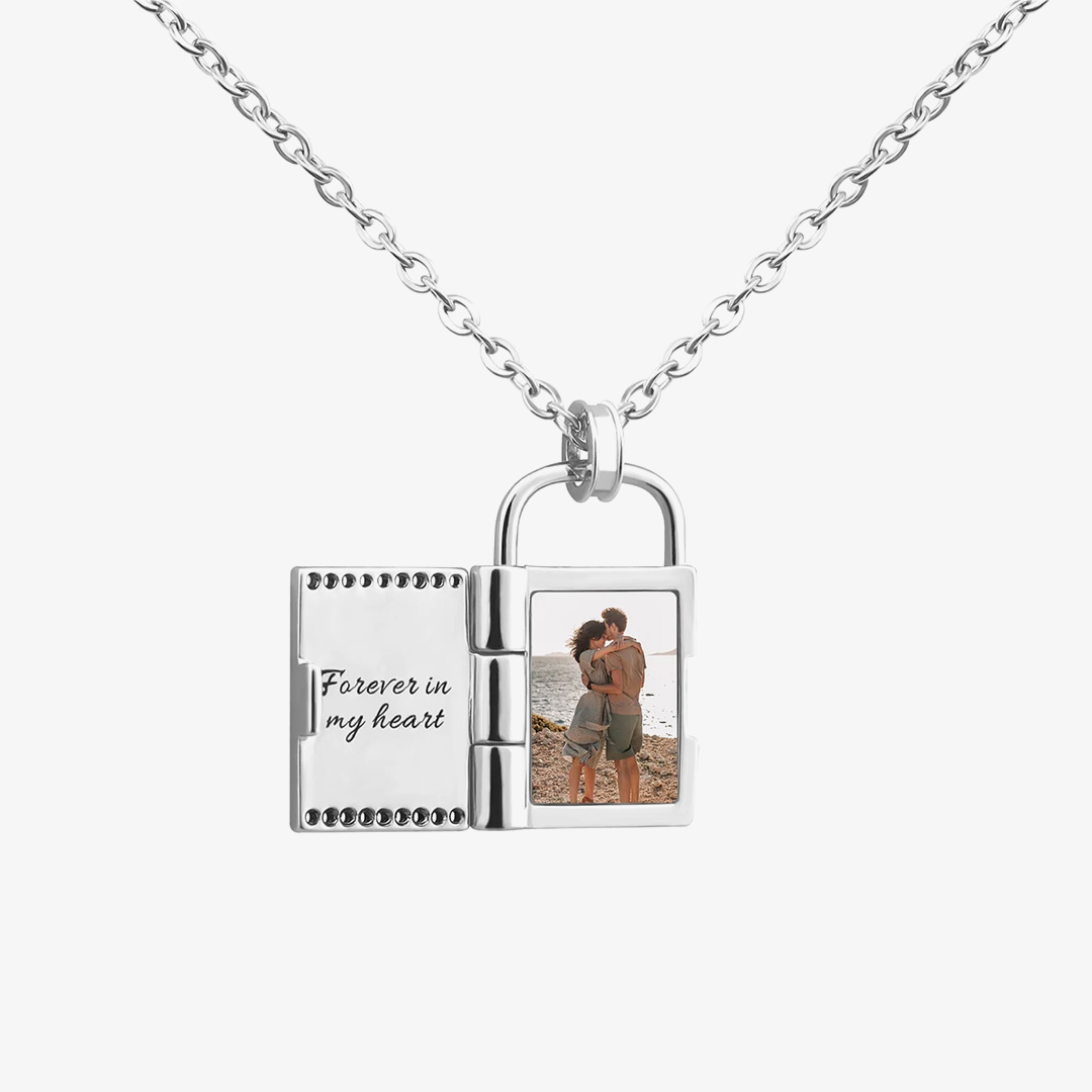 For Love - Customized Photo Love Lock Book Necklace