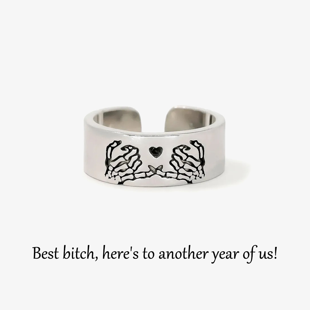 Best Bitch Pinky Promise Open Skull Ring