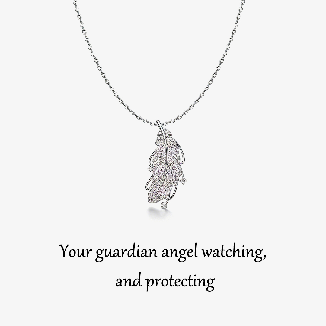 Your Guardian Angel Watching And Protecting Feather Necklace