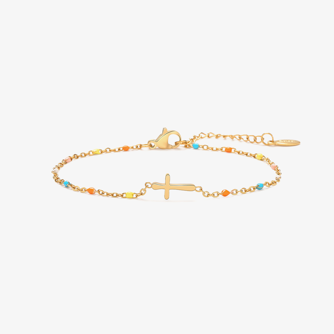 Easter Day Special Offer - Dainty Colorful Beads Cross Bracelet