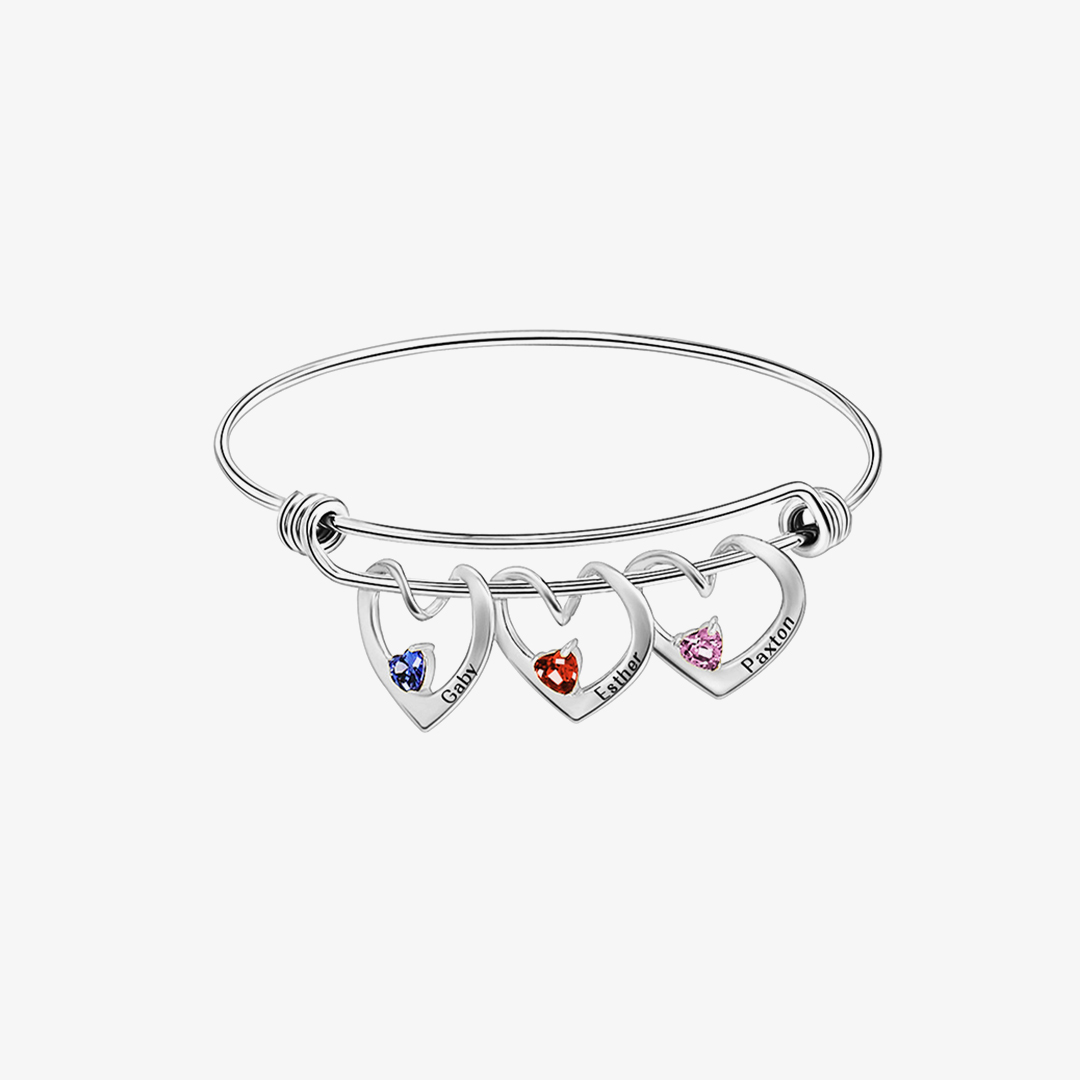 For Mom- Name And Birthstone Custom bangle