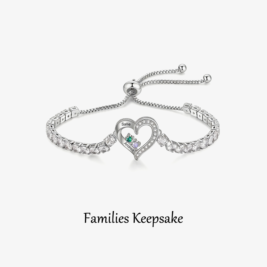 We're Always With You Custom 1-4 Birthstones and Names Bracelet