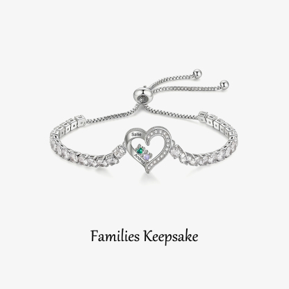 We're Always With You Custom 1-4 Birthstones and Names Bracelet