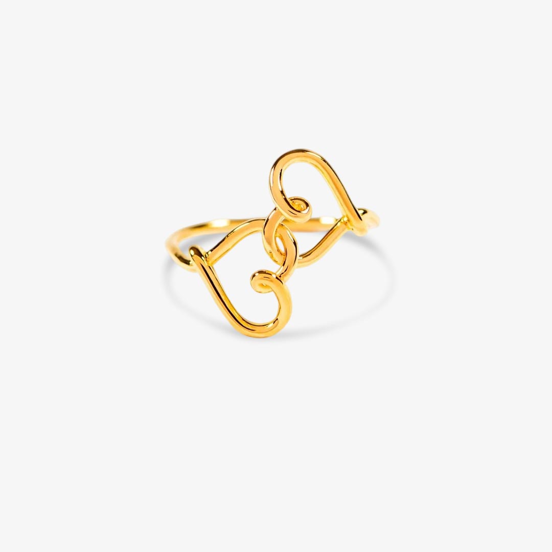 Mother & Daughter's Love is a golden thread Heart Ring
