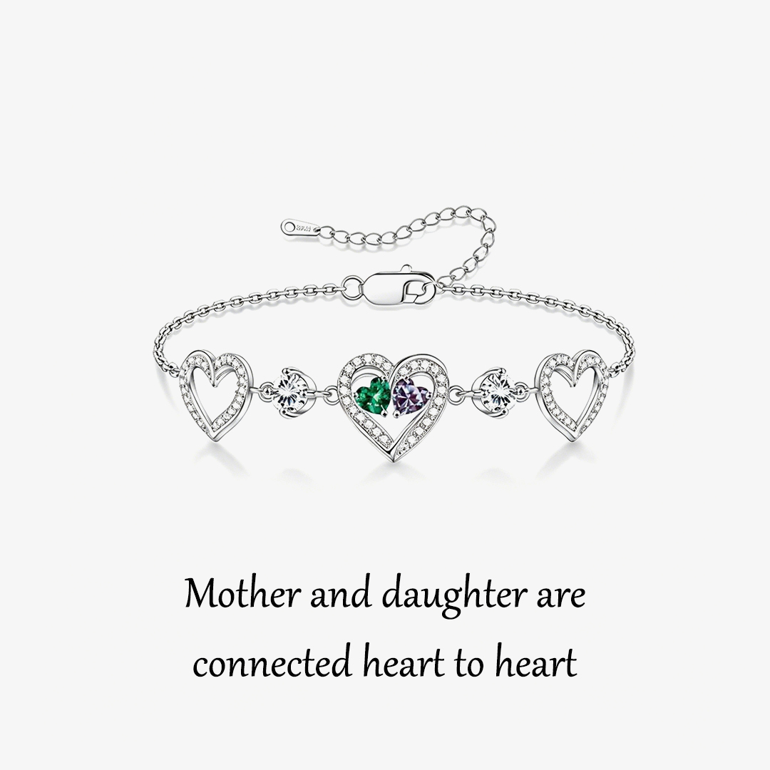 Custom Mother And Daughter Heart To Heart Bracelet