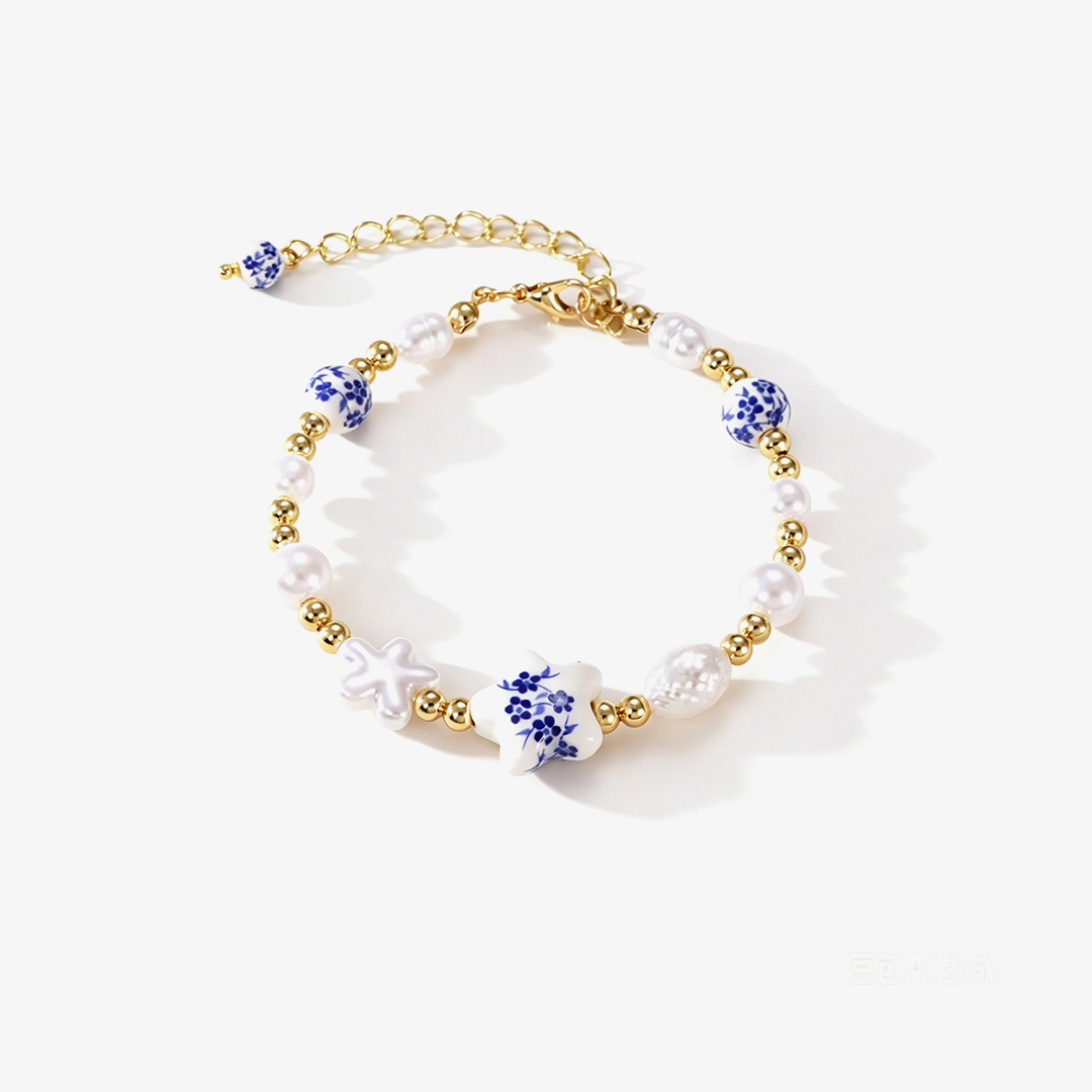 Sisters Are Like Stars Blue and White Porcelain Star Bracelet