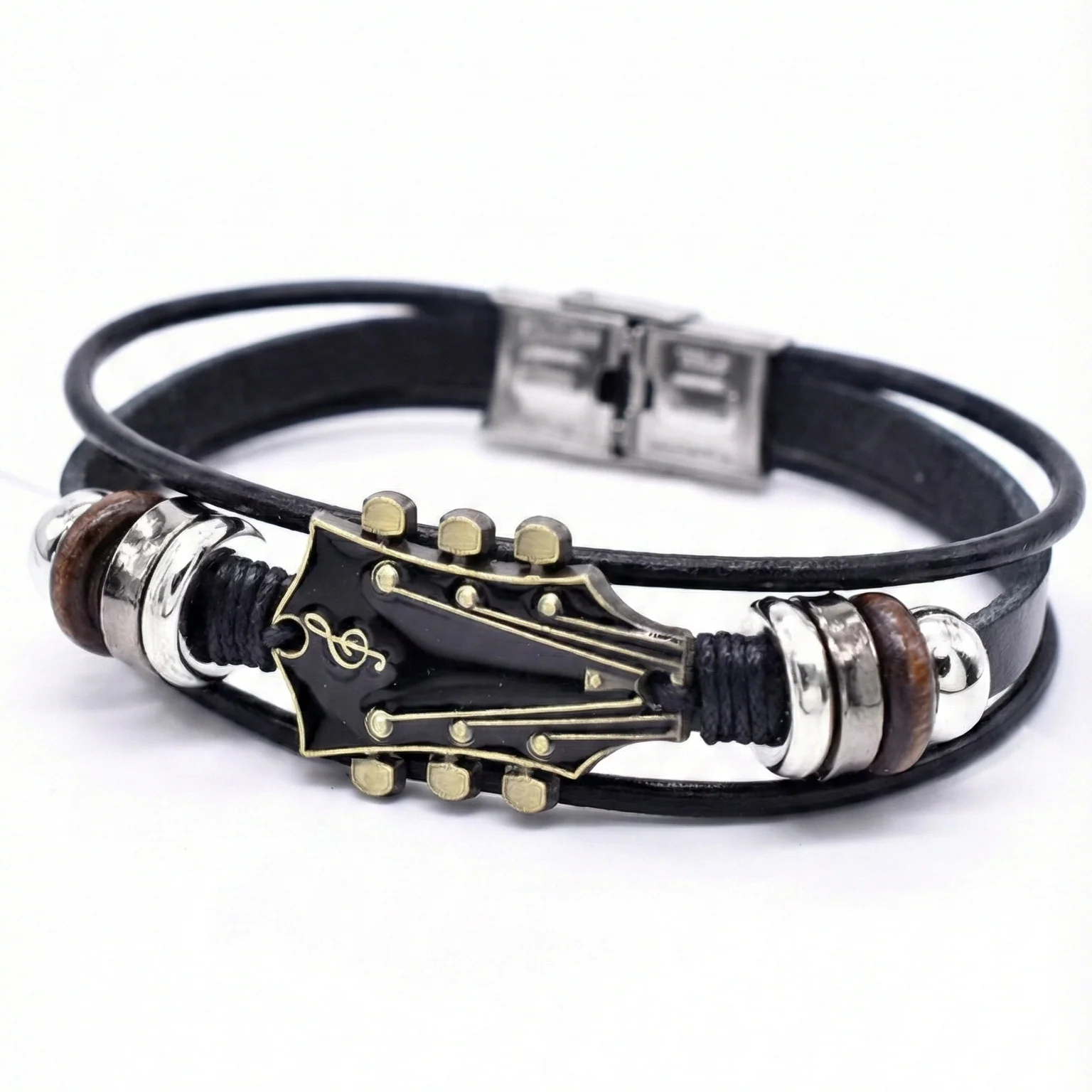 Guitar Leather Wristband – Music Lover Bracelet 🎸