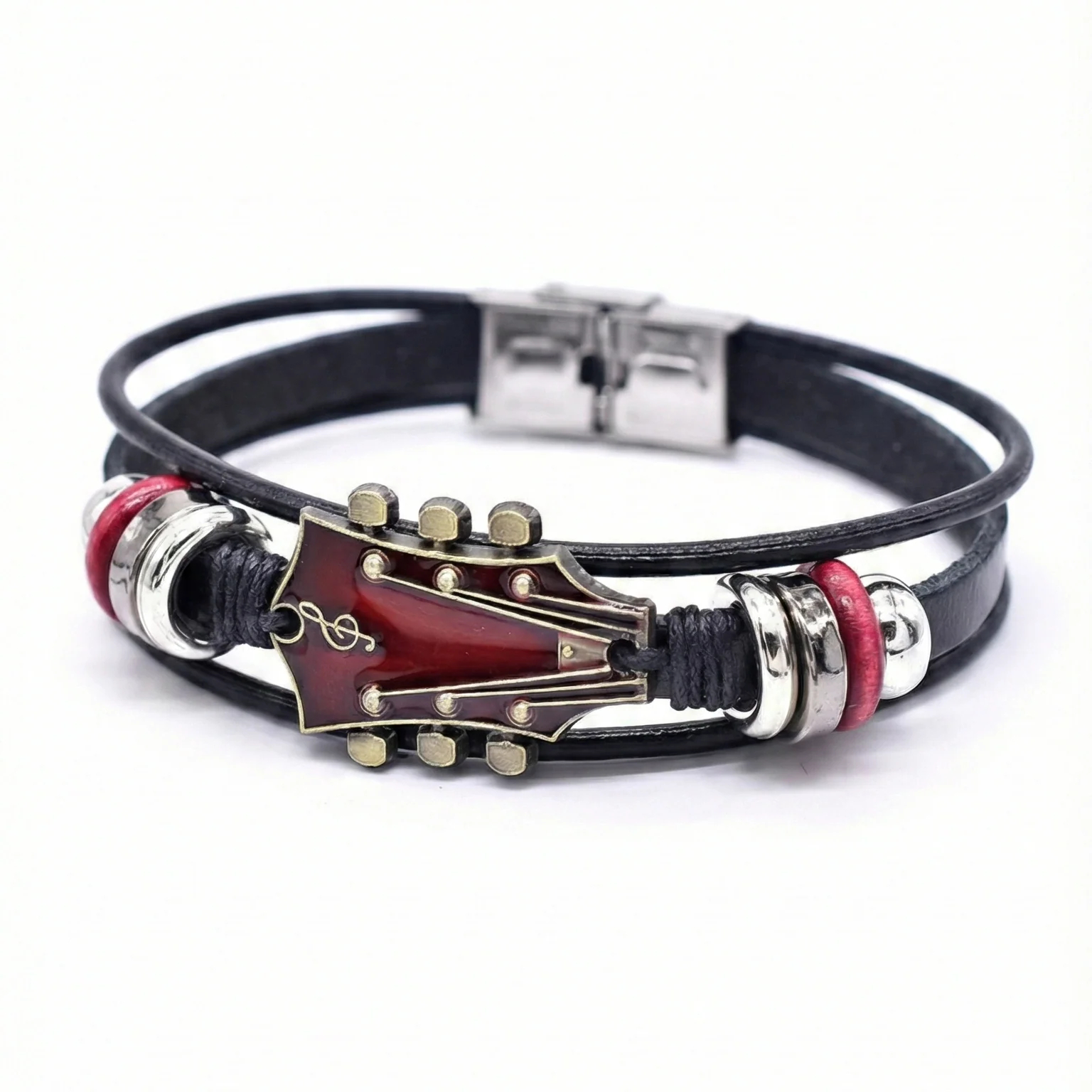 Guitar Leather Wristband – Music Lover Bracelet 🎸