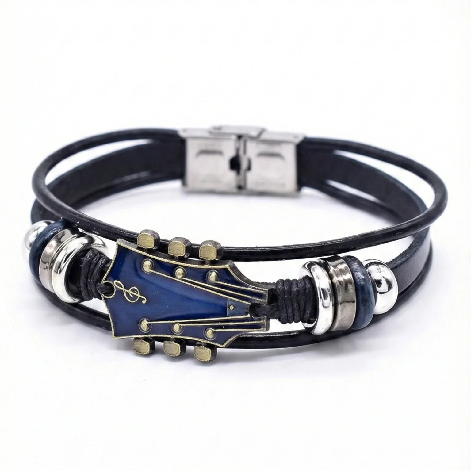 Guitar Leather Wristband – Music Lover Bracelet 🎸