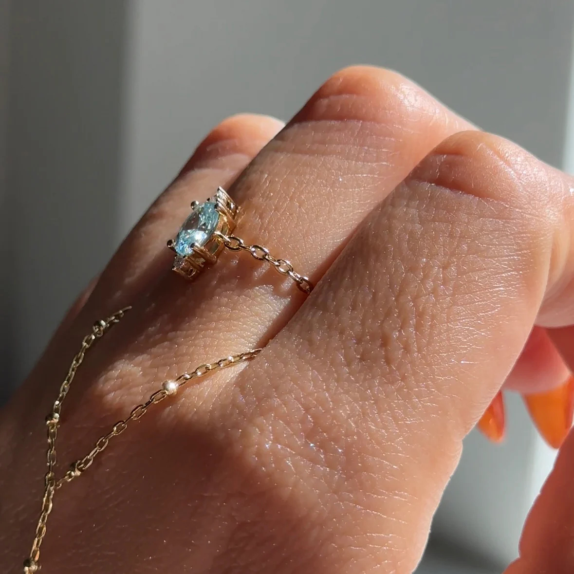 Aquamarine Pavé Chain Ring