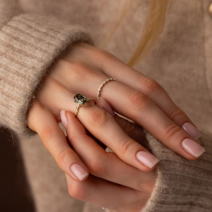 Emerald Oval Diamond Ring