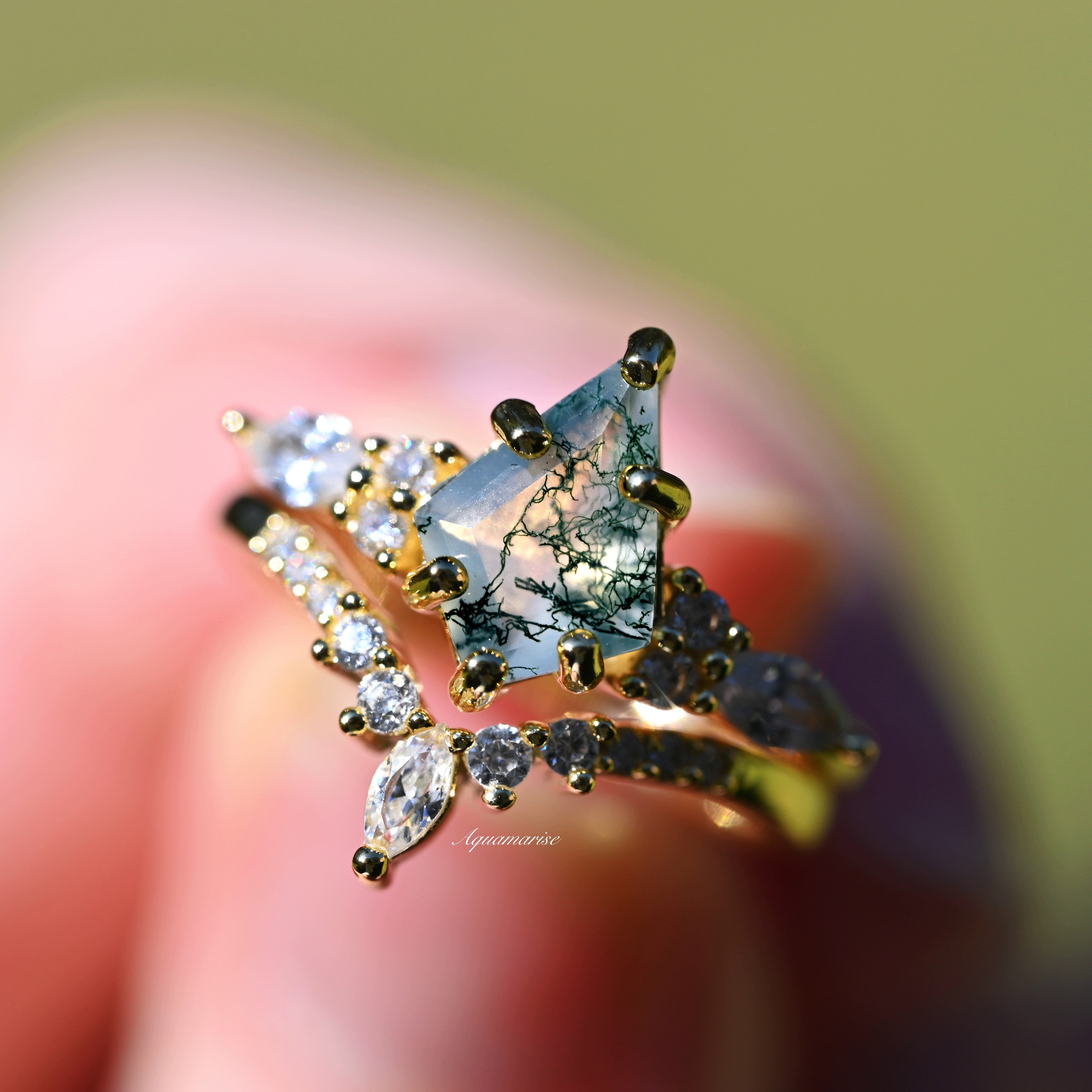Green Moss Agate Ring
