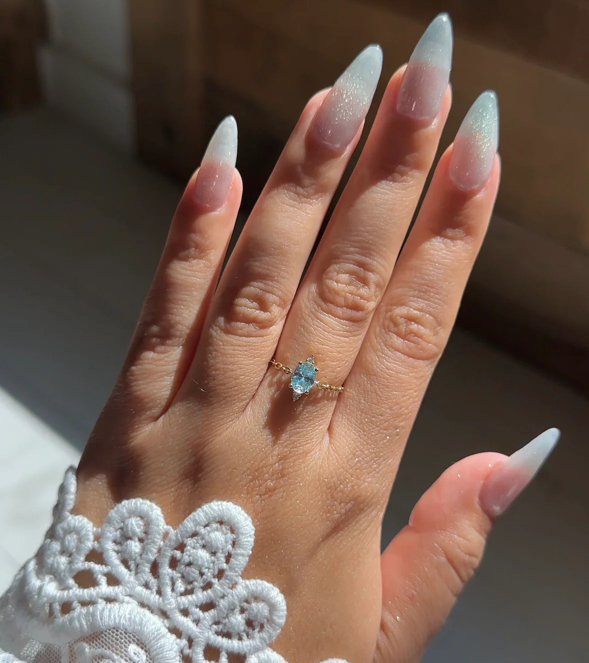 Aquamarine Pavé Chain Ring