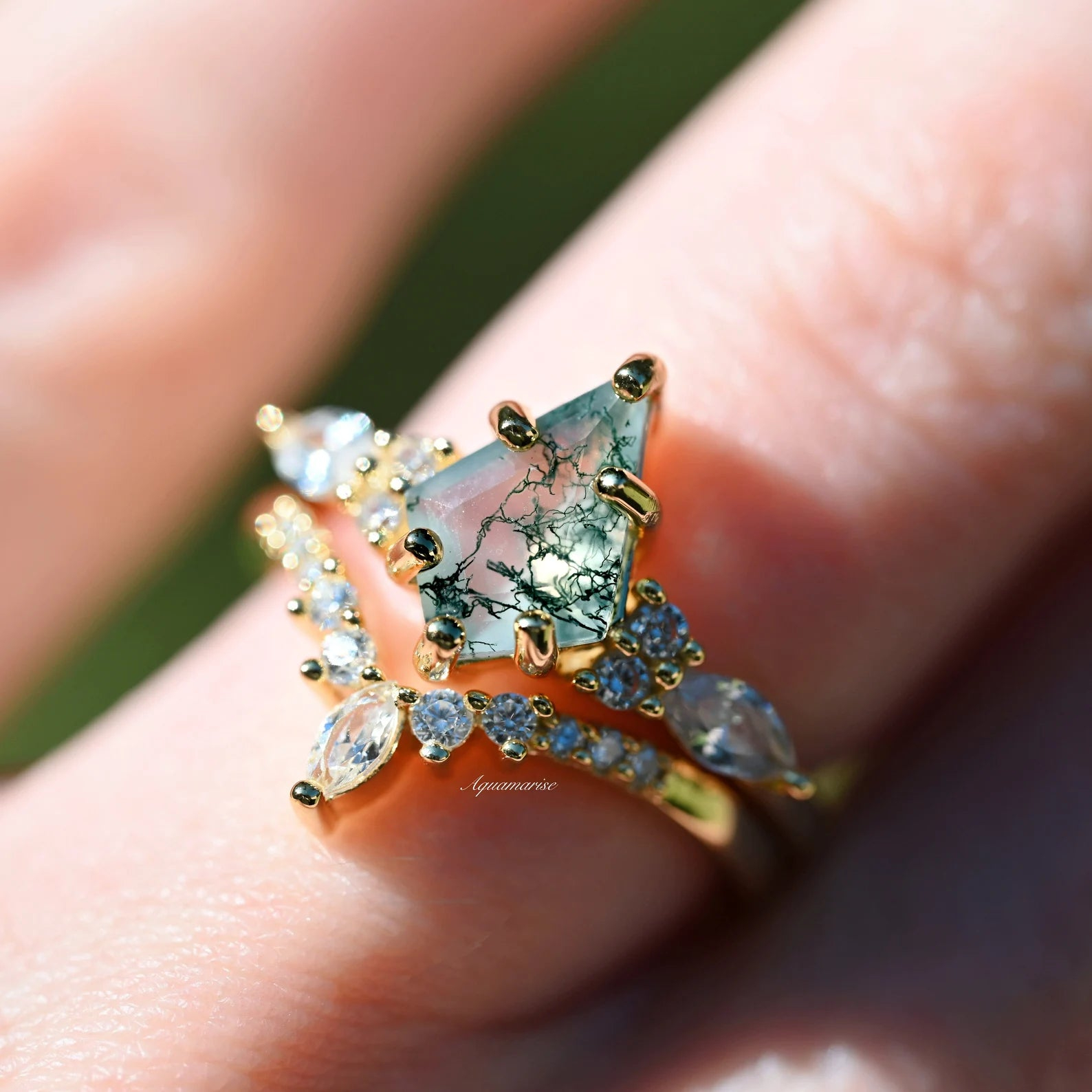 Green Moss Agate Ring