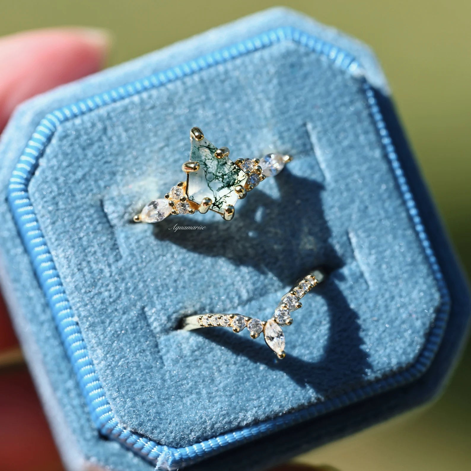 Green Moss Agate Ring