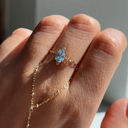 Aquamarine Pavé Chain Ring