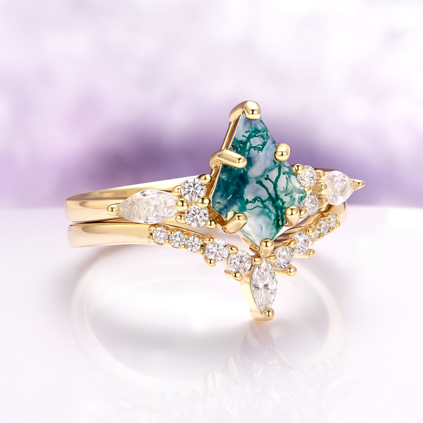 Green Moss Agate Ring