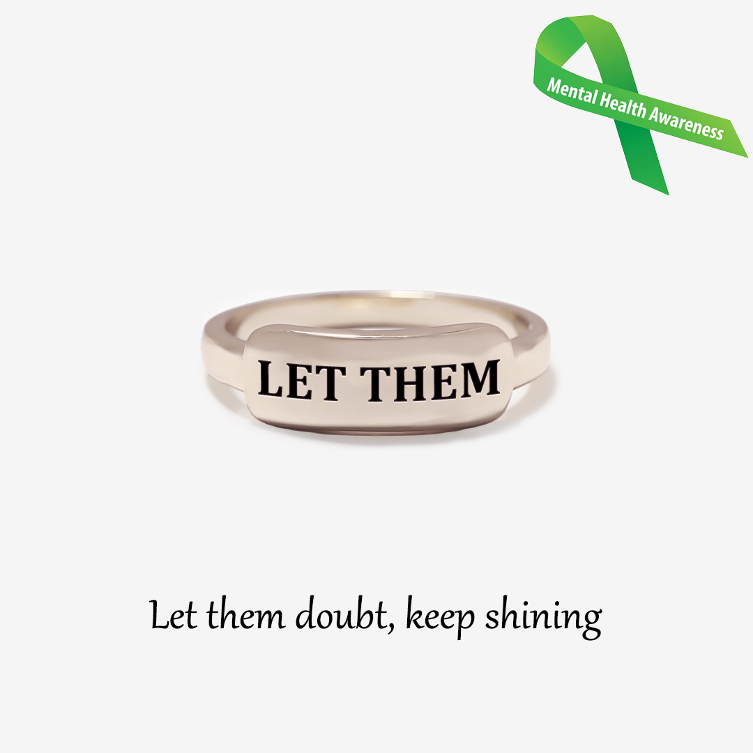 Mental Health Let Them Dainty Bar Ring