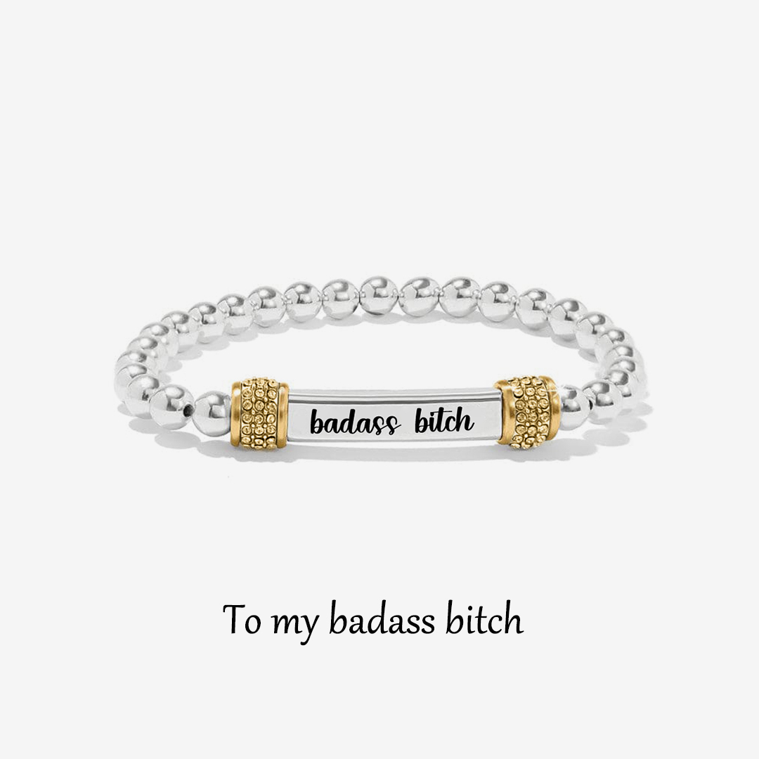 For Friend - Badass Bitch Dainty Diamond Beaded Stretch Bracelet