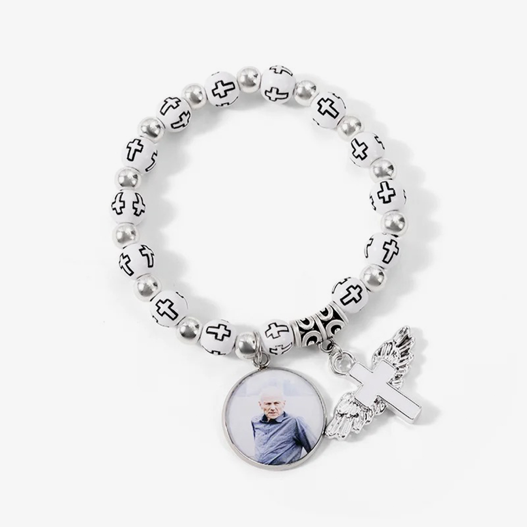For memories-Cross Customized Photo Elastic Cord Memorial Bracelet